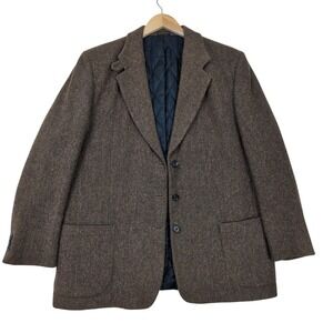 LL Bean Insulated Blazer Jacket Women 18 Brown Wool Thinsulate 3 Button Outdoor